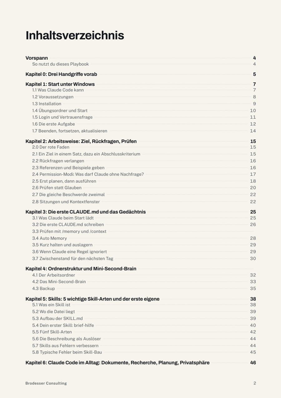 Seite 2: Inhaltsverzeichnis des Playbooks für Privatpersonen